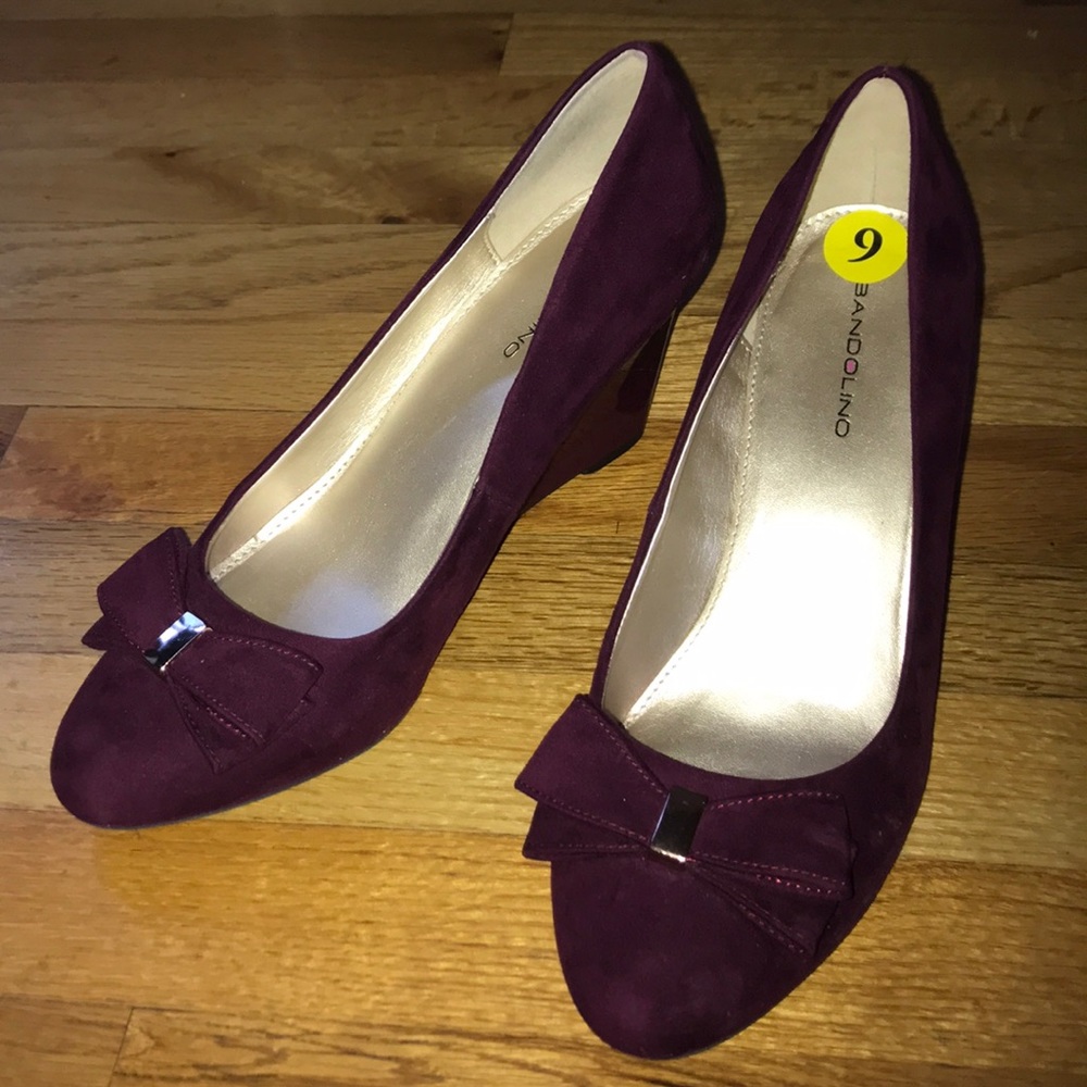 Burgundy  suede wedge heels